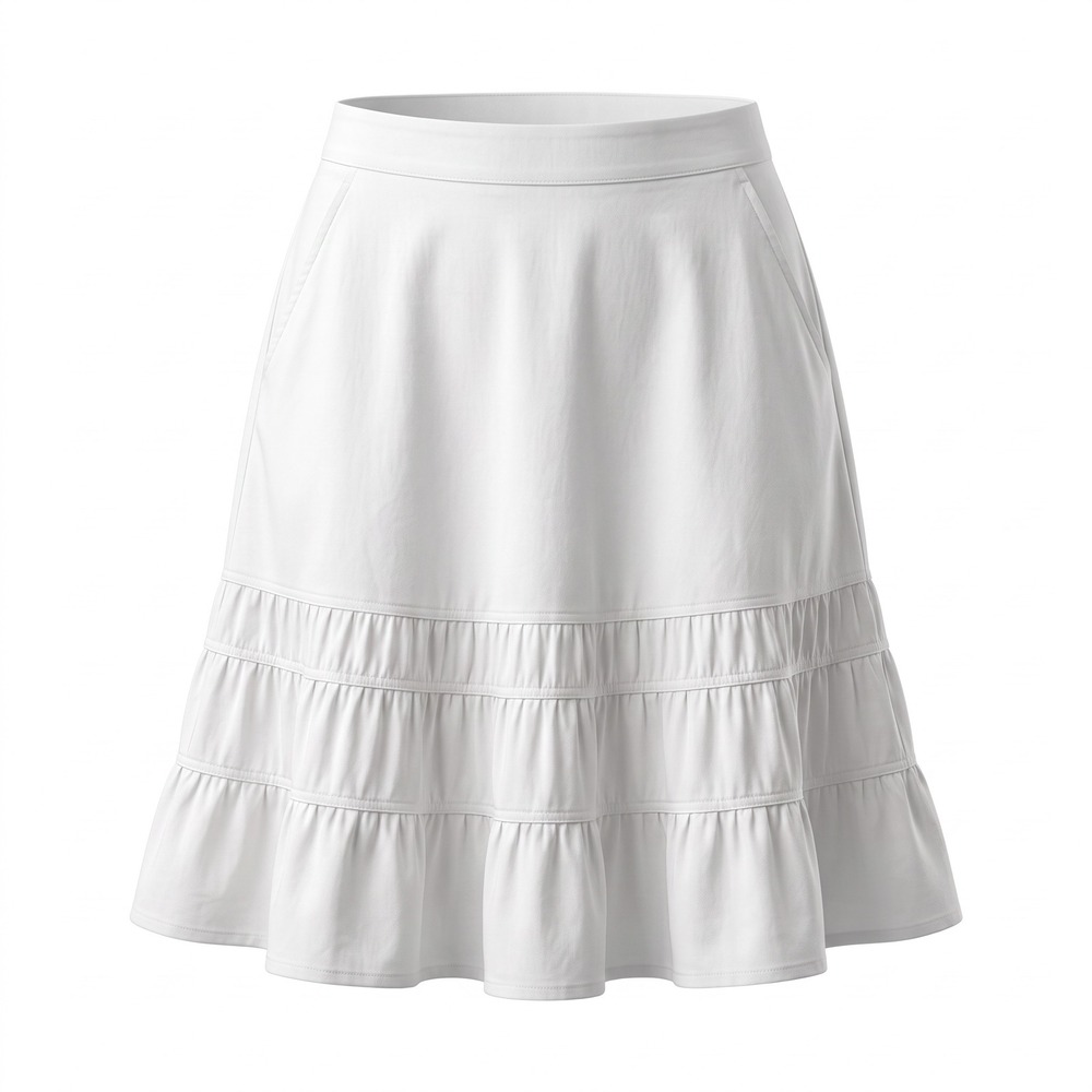 Theory Melania Skirt M White Linen Blend Tiered Ruffle Coastal Quiet Luxury EUC